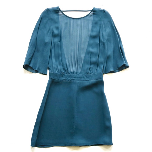 Reformation Deep Blue Open Back Mini Dress - Picture 2 of 9